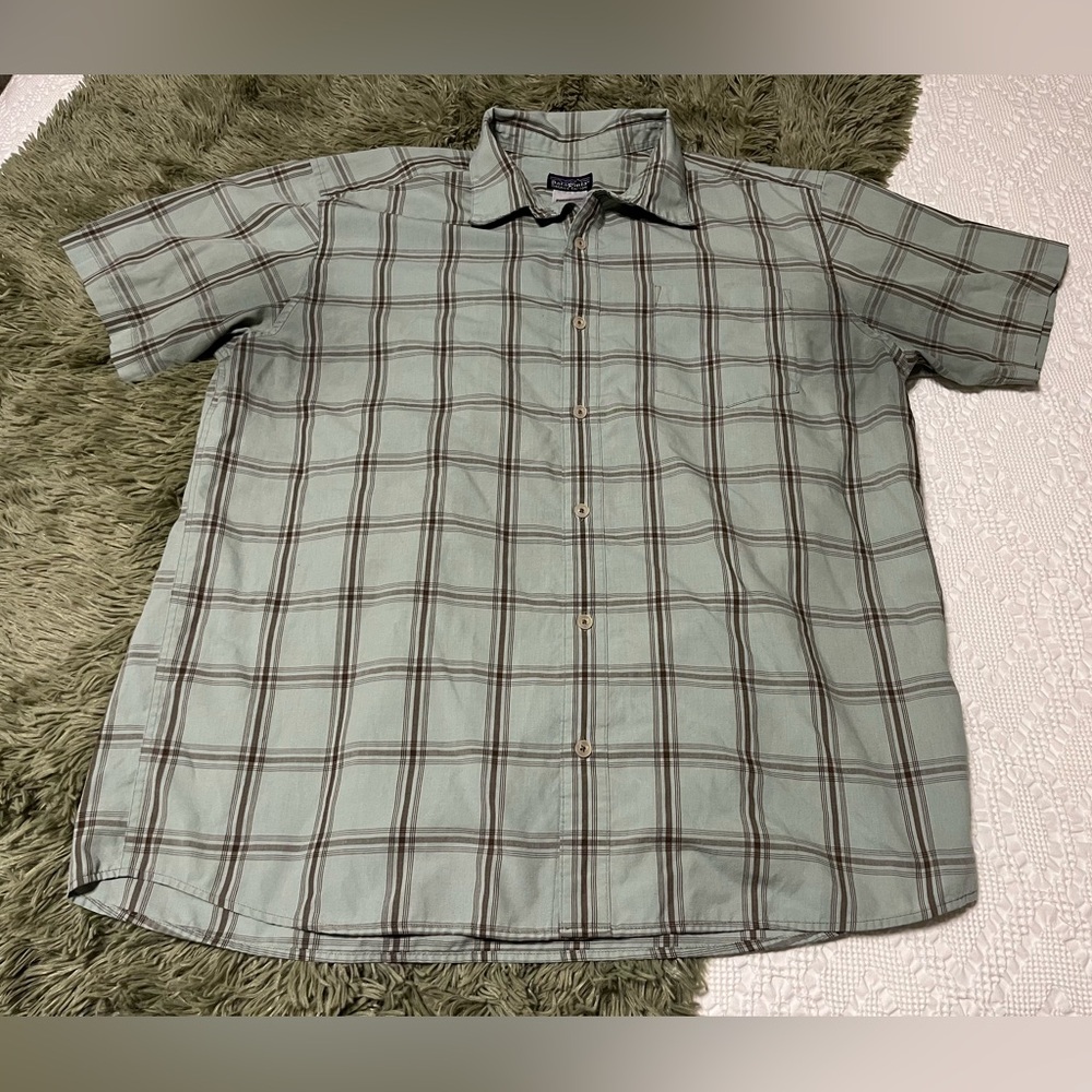 Patagonia Organic Cotton Button Up Short Sleeve Shirt Mens Sz L Multicolor Plaid